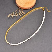 Fashion Geometric Titanium Steel Gold Plated Pearl Necklace 1 Piece main image 3