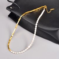 Mode Geometrisch Titan Stahl Vergoldet Perle Halskette 1 Stück sku image 1