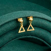 Fashion Triangle Titanium Steel Gold Plated Drop Earrings 1 Pair main image 2
