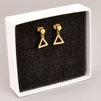 Fashion Triangle Titanium Steel Gold Plated Drop Earrings 1 Pair main image 3