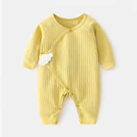 Casual Solid Color Patchwork 100% Cotton Baby Rompers main image 3