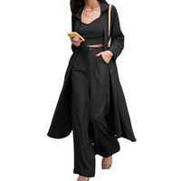 Women's Casual Solid Color 4-way Stretch Fabric Polyester Leisure Suit Pants Sets main image 2