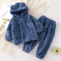 Casual Solid Color Pocket Velvet Polyester Boys Clothing Sets sku image 4