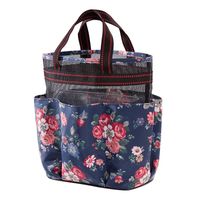 Mujeres Todas Las Temporadas Paño Repelente Al Agua Flor Elegante Estilo Clásico Cuadrado Cremallera Bolso De Cosméticos Bolsa Para Lavar sku image 11