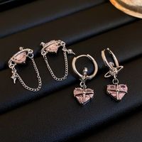 Fashion Heart Shape Copper Inlay Zircon Drop Earrings 1 Pair main image 1