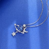 Fashion Star Planet Copper Inlay Artificial Crystal Pendant Necklace main image 4