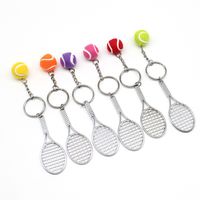 Fashion Tennis Racket Badminton Racket Golf Pvc Metal Unisex Keychain 1 Piece sku image 9