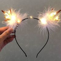 Cute Christmas Luminous Flower Antler Feather Hairband Wholesale sku image 6
