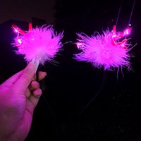 Cute Christmas Luminous Flower Antler Feather Hairband Wholesale sku image 4