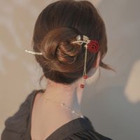 Élégant Style Simple Gland Fleur Alliage Placage Fleurs Perles En Épingle À Cheveux main image 3