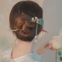Élégant Style Simple Gland Fleur Alliage Placage Fleurs Perles En Épingle À Cheveux main image 2