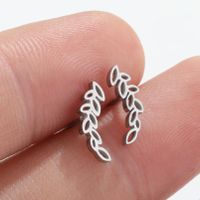Fashion Leaves Stainless Steel Plating Hollow Out Ear Studs 1 Pair main image 3