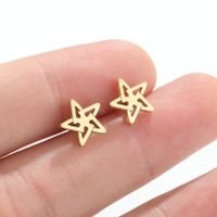 Fashion Pentagram Stainless Steel Plating Hollow Out Ear Studs 1 Pair main image 1