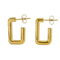 Fashion Geometric Titanium Steel Inlay Rhinestones Earrings 1 Pair sku image 1