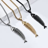 Fashion Fish Bone Stainless Steel Polishing Pendant Necklace 1 Piece main image 6