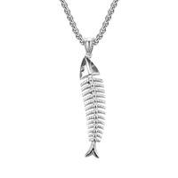 Fashion Fish Bone Stainless Steel Polishing Pendant Necklace 1 Piece main image 5