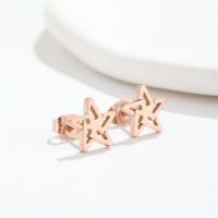 Fashion Pentagram Stainless Steel Plating Hollow Out Ear Studs 1 Pair main image 6