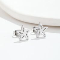 Fashion Pentagram Stainless Steel Plating Hollow Out Ear Studs 1 Pair sku image 1