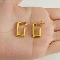 Fashion Geometric Titanium Steel Inlay Rhinestones Earrings 1 Pair main image 2