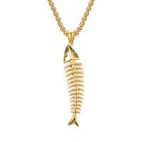 Fashion Fish Bone Stainless Steel Polishing Pendant Necklace 1 Piece sku image 5