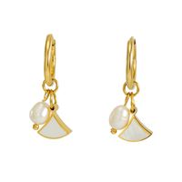 Elegant Fish Tail Stainless Steel Inlay Artificial Pearls Shell Drop Earrings 1 Pair main image 4