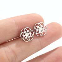 Fashion Flower Stainless Steel Plating Hollow Out Ear Studs 1 Pair main image 3