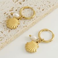 Retro Stripe Boucles D'oreilles En Acier Inoxydable Pearl Drop 1 Paire main image 6