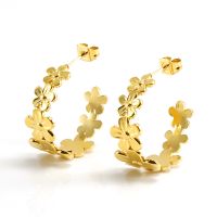 Punk Flower Stainless Steel Plating Ear Studs 1 Pair sku image 1