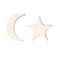 Fashion Star Moon Stainless Steel Asymmetrical Plating Ear Studs 1 Pair sku image 3