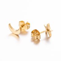 Fashion Star Moon Stainless Steel Asymmetrical Plating Ear Studs 1 Pair main image 6