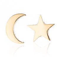 Fashion Star Moon Stainless Steel Asymmetrical Plating Ear Studs 1 Pair sku image 2