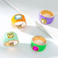 Fashion Geometric Alloy Enamel Inlay Rhinestones Women's Rings 1 Piece main image 4