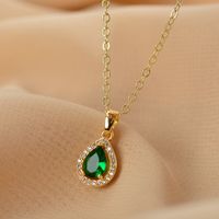 Simple Style Water Droplets Copper Zircon Pendant Necklace In Bulk main image 2