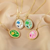 Sweet Flower Sterling Silver Enamel Gold Plated Artificial Rhinestones Pendant Necklace 1 Piece main image 6