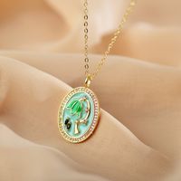 Sweet Flower Sterling Silver Enamel Gold Plated Artificial Rhinestones Pendant Necklace 1 Piece sku image 3