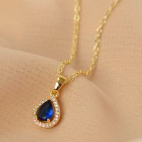 Simple Style Water Droplets Copper Zircon Pendant Necklace In Bulk main image 3