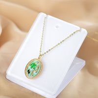 Sweet Flower Sterling Silver Enamel Gold Plated Artificial Rhinestones Pendant Necklace 1 Piece main image 3