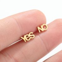 Fashion Letter Stainless Steel Asymmetrical Plating Hollow Out Ear Studs 1 Pair main image 1