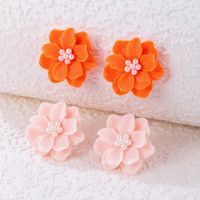 1 Pair Simple Style Flower Three-dimensional Alloy Ear Studs main image 10