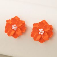 1 Pair Simple Style Flower Three-dimensional Alloy Ear Studs main image 9