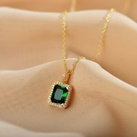 Glam Shiny Square Copper Plating Inlay Zircon Pendant Necklace main image 5