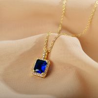 Glam Shiny Square Copper Plating Inlay Zircon Pendant Necklace main image 7