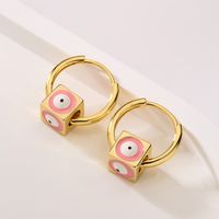 Fashion Eye Copper Enamel Zircon Hoop Earrings 1 Pair main image 4