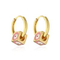 Fashion Eye Copper Enamel Zircon Hoop Earrings 1 Pair sku image 1