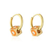 Fashion Eye Copper Enamel Zircon Hoop Earrings 1 Pair sku image 2