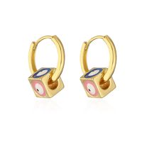 Fashion Eye Copper Enamel Zircon Hoop Earrings 1 Pair sku image 3