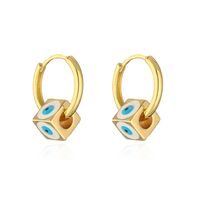 Fashion Eye Copper Enamel Zircon Hoop Earrings 1 Pair sku image 4