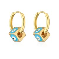 Fashion Eye Copper Enamel Zircon Hoop Earrings 1 Pair sku image 5