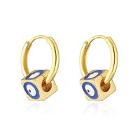 Fashion Eye Copper Enamel Zircon Hoop Earrings 1 Pair sku image 6