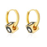 Fashion Eye Copper Enamel Zircon Hoop Earrings 1 Pair sku image 7